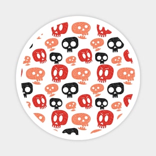 Cute skulls - Red & Orange Magnet